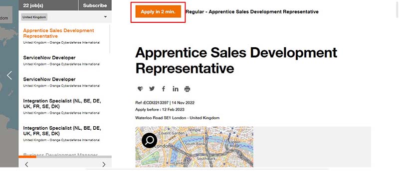 Steps to apply for a job at Orange (4)