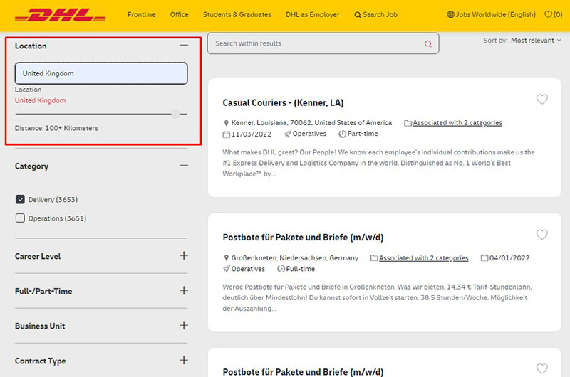 Steps to apply for a job offer at DHL (4)