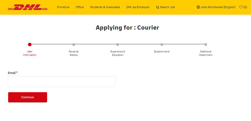 Steps to apply for a job offer at DHL (6)